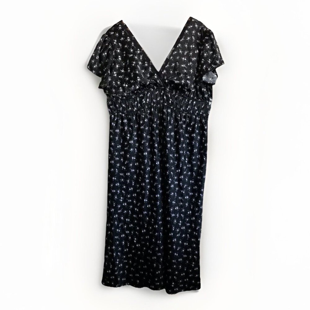 And Now This Trendy Plus Size Lace-Trim Satin Floral Midi Dress Size 2X - Picture 5 of 13